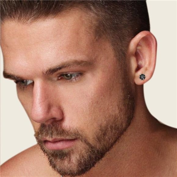 6 Pair Multi Colored Stainless Steel Earrings Set Hypoallergenic Cubic Zirconia - Picture 5 of 6